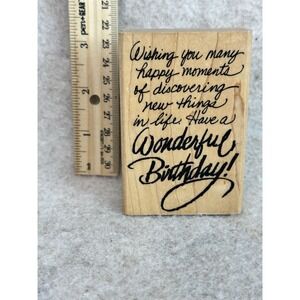 Stampendous M015 Wonderful Birthday Wish Rubber Stamp 1994 Happy Moments In Life